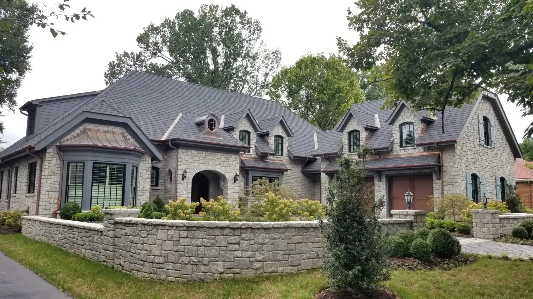 Close-up of newly installed architectural asphalt shingles
